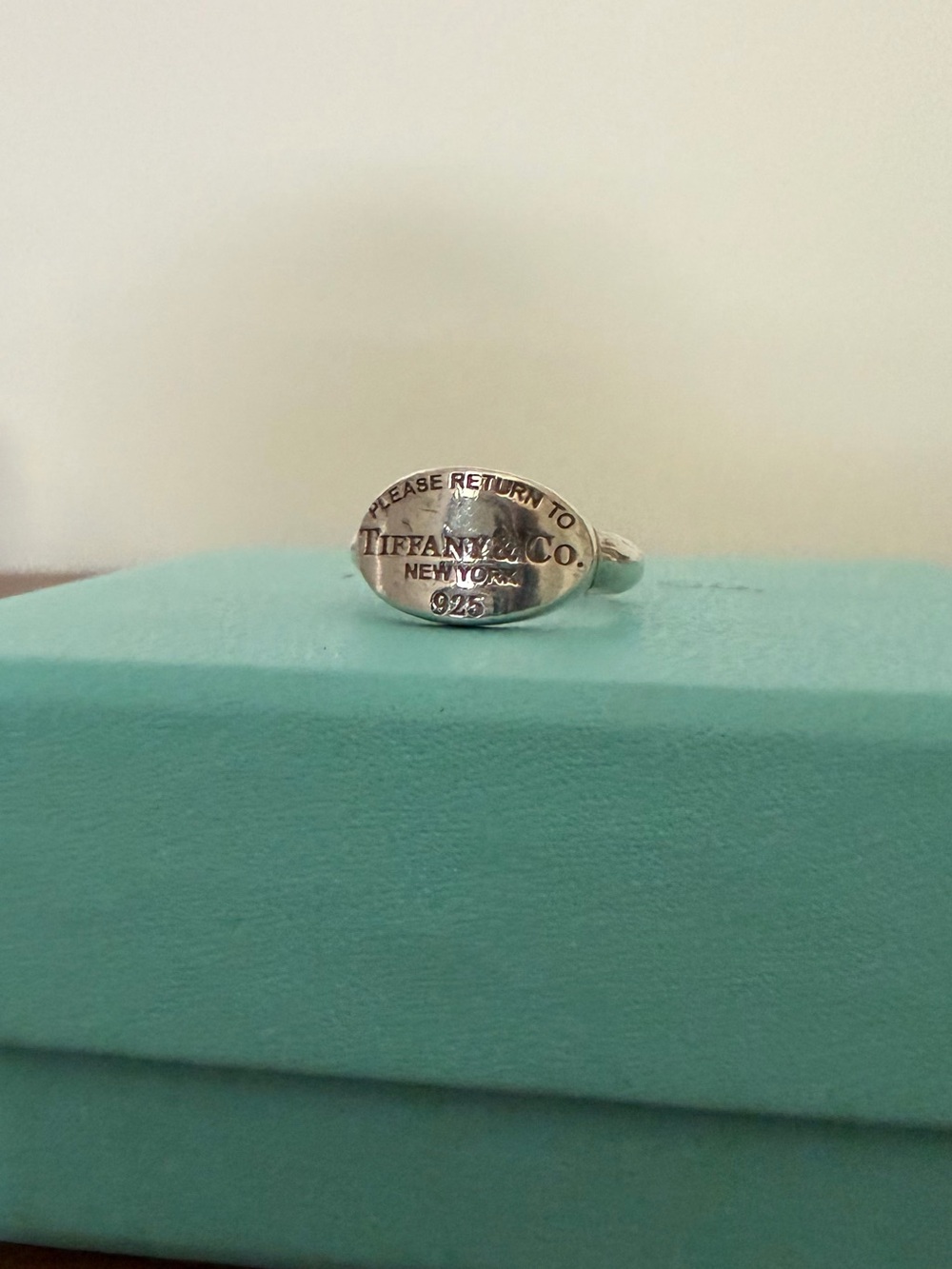 Tiffany & Co. Sterling Silver 'Please Return To' Oval Signet Ring - Silver